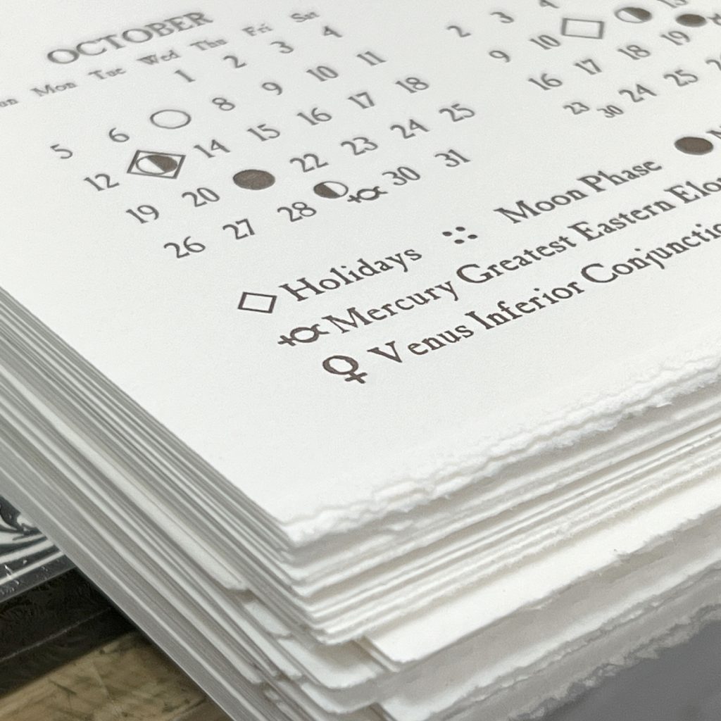 2025 Astronomical Calendar Reflex Letterpress