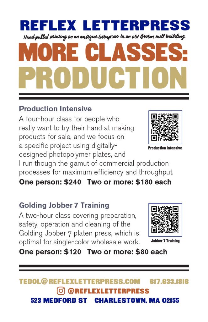 Reflex Letterpress Printing And Instruction In Boston